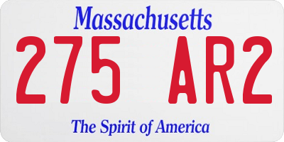 MA license plate 275AR2