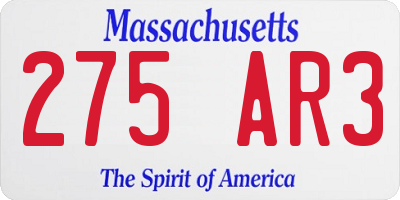 MA license plate 275AR3