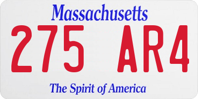 MA license plate 275AR4