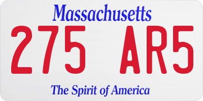 MA license plate 275AR5