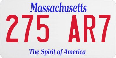 MA license plate 275AR7