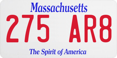 MA license plate 275AR8