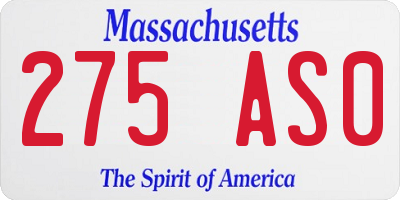 MA license plate 275AS0