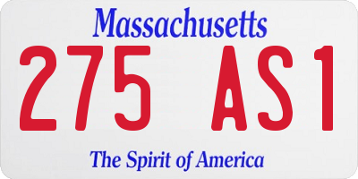 MA license plate 275AS1