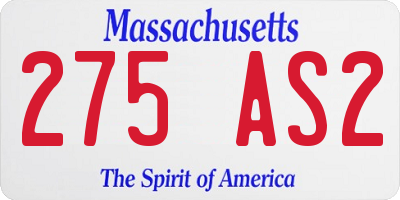 MA license plate 275AS2
