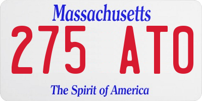 MA license plate 275AT0