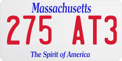 MA license plate 275AT3