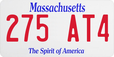 MA license plate 275AT4