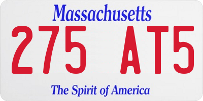 MA license plate 275AT5