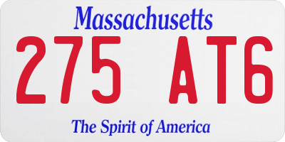 MA license plate 275AT6
