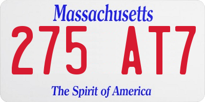 MA license plate 275AT7