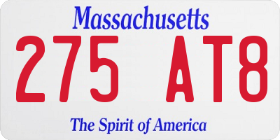 MA license plate 275AT8