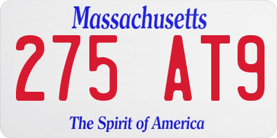 MA license plate 275AT9