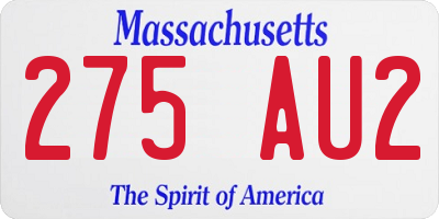 MA license plate 275AU2