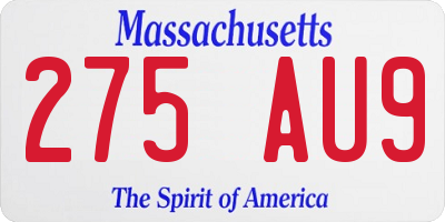 MA license plate 275AU9