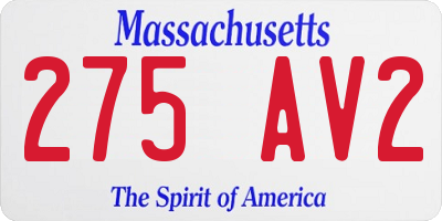 MA license plate 275AV2