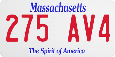 MA license plate 275AV4