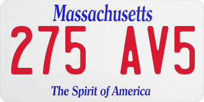 MA license plate 275AV5