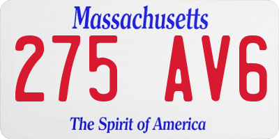 MA license plate 275AV6