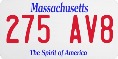 MA license plate 275AV8