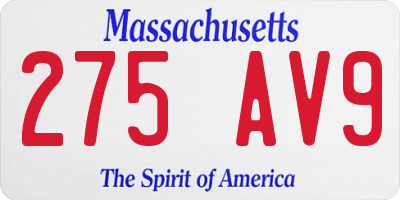 MA license plate 275AV9