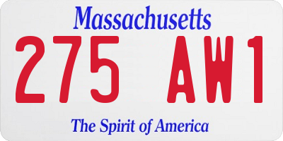 MA license plate 275AW1