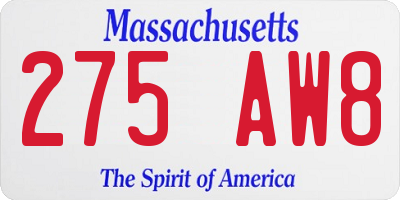 MA license plate 275AW8