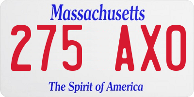 MA license plate 275AX0