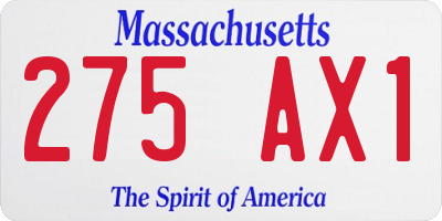 MA license plate 275AX1