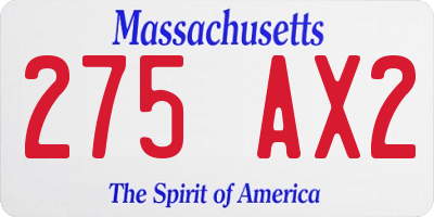 MA license plate 275AX2