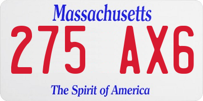MA license plate 275AX6