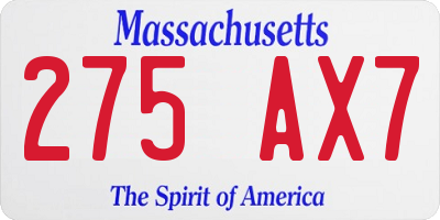 MA license plate 275AX7