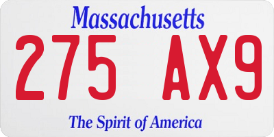 MA license plate 275AX9