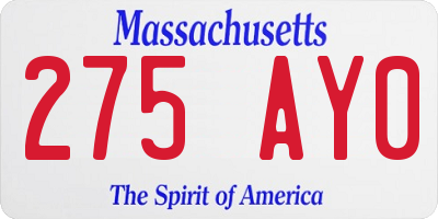 MA license plate 275AY0