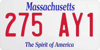 MA license plate 275AY1