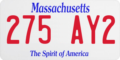 MA license plate 275AY2