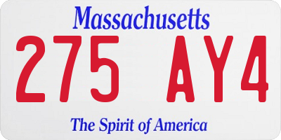 MA license plate 275AY4