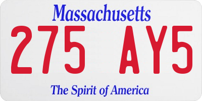 MA license plate 275AY5