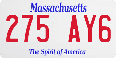 MA license plate 275AY6