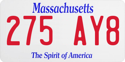 MA license plate 275AY8