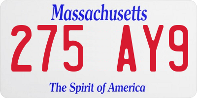 MA license plate 275AY9