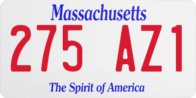 MA license plate 275AZ1