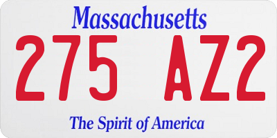 MA license plate 275AZ2