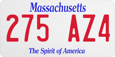 MA license plate 275AZ4