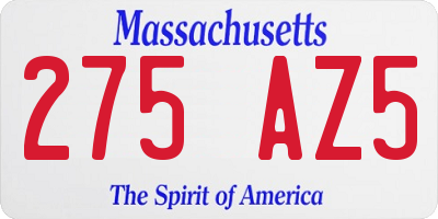 MA license plate 275AZ5