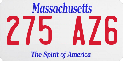 MA license plate 275AZ6