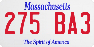 MA license plate 275BA3