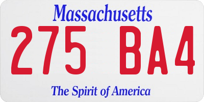 MA license plate 275BA4