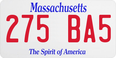 MA license plate 275BA5