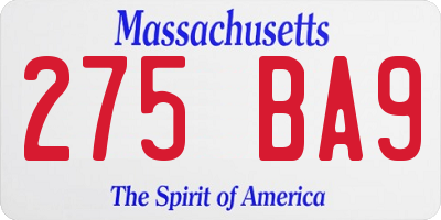 MA license plate 275BA9